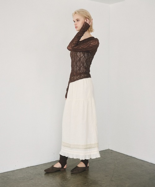 Crisp(クリスプ)の「tuck lace cotton skirt / タックレースコットンスカート(スカート・レディース・オフホワイト/ダークグレー・FREE)」の8枚目の写真