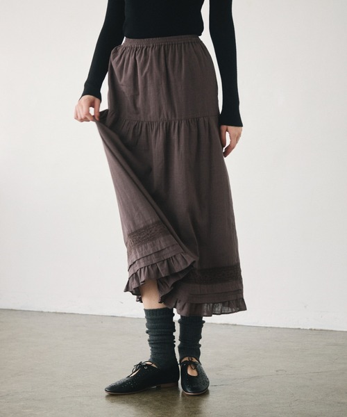 Crisp(クリスプ)の「tuck lace cotton skirt / タックレースコットンスカート(スカート・レディース・オフホワイト/ダークグレー・FREE)」の12枚目の写真