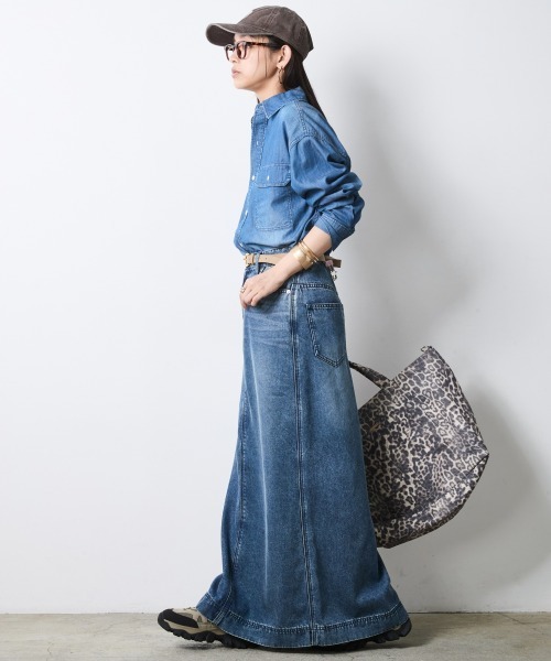 CHIC STYLE(シックスタイル)の「綿100%スーパーライトオンスデニムシャツ<大きいサイズ有>シックスタイル(シャツ/ブラウス・レディース・ブルー系/ネイビー系・5L/4L/3L/LL/L/M)」の5枚目の写真