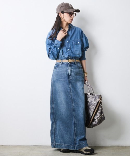 CHIC STYLE(シックスタイル)の「綿100%スーパーライトオンスデニムシャツ<大きいサイズ有>シックスタイル(シャツ/ブラウス・レディース・ブルー系/ネイビー系・5L/4L/3L/LL/L/M)」の6枚目の写真