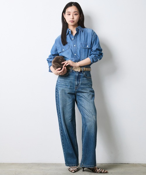CHIC STYLE(シックスタイル)の「綿100%スーパーライトオンスデニムシャツ<大きいサイズ有>シックスタイル(シャツ/ブラウス・レディース・ブルー系/ネイビー系・5L/4L/3L/LL/L/M)」の8枚目の写真