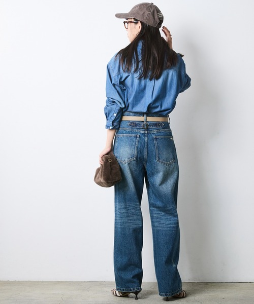 CHIC STYLE(シックスタイル)の「綿100%スーパーライトオンスデニムシャツ<大きいサイズ有>シックスタイル(シャツ/ブラウス・レディース・ブルー系/ネイビー系・5L/4L/3L/LL/L/M)」の11枚目の写真