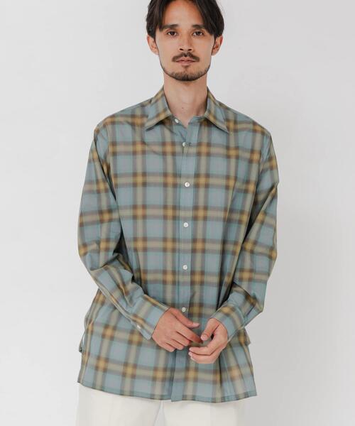 URBAN RESEARCH(アーバンリサーチ)の「SHEER CH SQUARE CUT SHIRTS(シャツ/ブラウス・メンズ・グリーン/アイボリー/ブラック・LARGE/MEDIUM)」の1枚目の写真