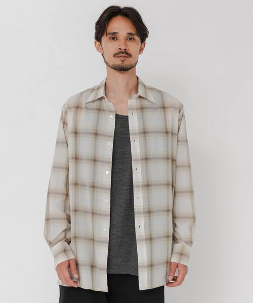 URBAN RESEARCH(アーバンリサーチ)の「SHEER CH SQUARE CUT SHIRTS(シャツ/ブラウス・メンズ・グリーン/アイボリー/ブラック・LARGE/MEDIUM)」の4枚目の写真