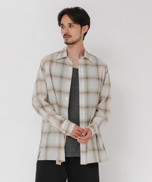 URBAN RESEARCH(アーバンリサーチ)の「SHEER CH SQUARE CUT SHIRTS(シャツ/ブラウス・メンズ・グリーン/アイボリー/ブラック・LARGE/MEDIUM)」の5枚目の写真