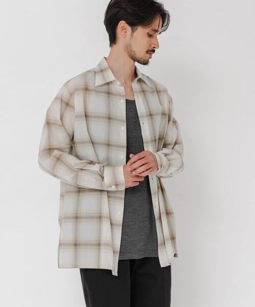 URBAN RESEARCH(アーバンリサーチ)の「SHEER CH SQUARE CUT SHIRTS(シャツ/ブラウス・メンズ・グリーン/アイボリー/ブラック・LARGE/MEDIUM)」の6枚目の写真
