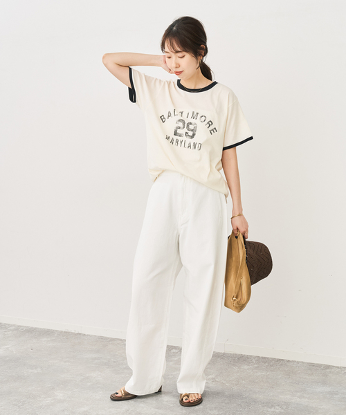 Spick & Span（スピックアンドスパン）の「カレッジトリムTシャツ（Tシャツ/カットソー・レディース・ネイビー/ホワイト・FREE）」の3枚目の写真