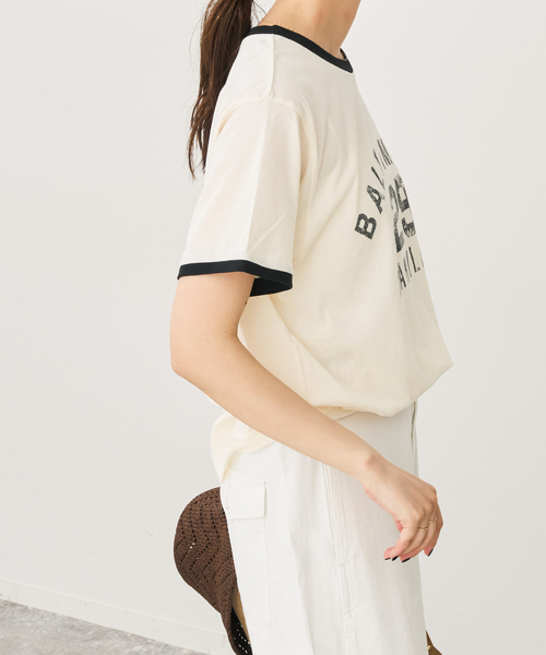 Spick & Span（スピックアンドスパン）の「カレッジトリムTシャツ（Tシャツ/カットソー・レディース・ネイビー/ホワイト・FREE）」の6枚目の写真