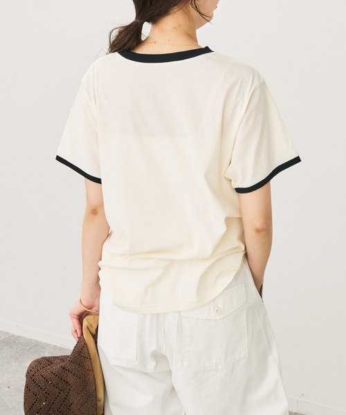 Spick & Span（スピックアンドスパン）の「カレッジトリムTシャツ（Tシャツ/カットソー・レディース・ネイビー/ホワイト・FREE）」の7枚目の写真