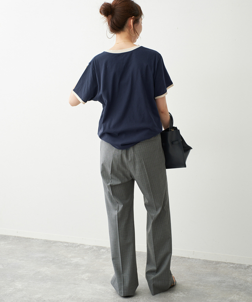 Spick & Span（スピックアンドスパン）の「カレッジトリムTシャツ（Tシャツ/カットソー・レディース・ネイビー/ホワイト・FREE）」の11枚目の写真