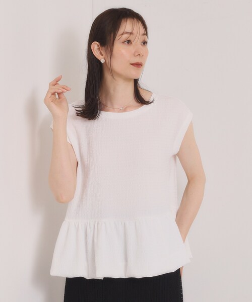 ITS'DEMO(イッツデモ)の「バルーンヘムブラウス(シャツ/ブラウス・レディース・オフホワイト/ブラック/グリーン・00)」の2枚目の写真
