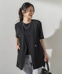 ≪シアー素材で涼しく着れる≫麻調ボイルジレ