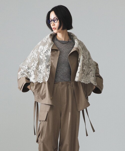 maturely(マチュアリー)の「maturely / リネン ウール ミリタリーブルゾン(ブルゾン・レディース・ベージュ/グレー・1/0)」の1枚目の写真
