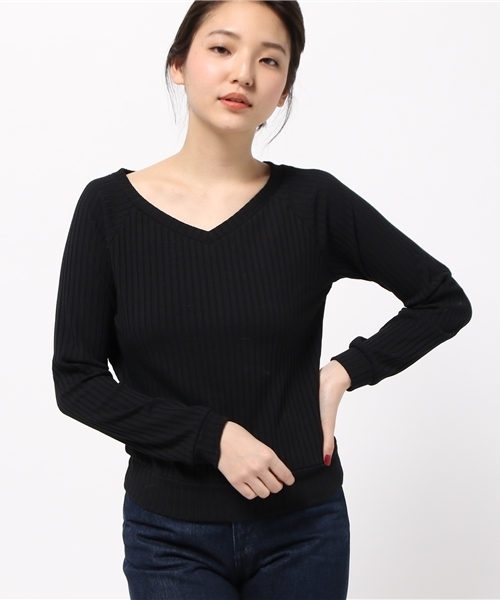 OUTLET(アウトレット)の「【who's who Chico】トタンテレコ長袖PO(Tシャツ/カットソー・レディース・ブラック/アイボリー/ライトグレー・FREE)」の1枚目の写真