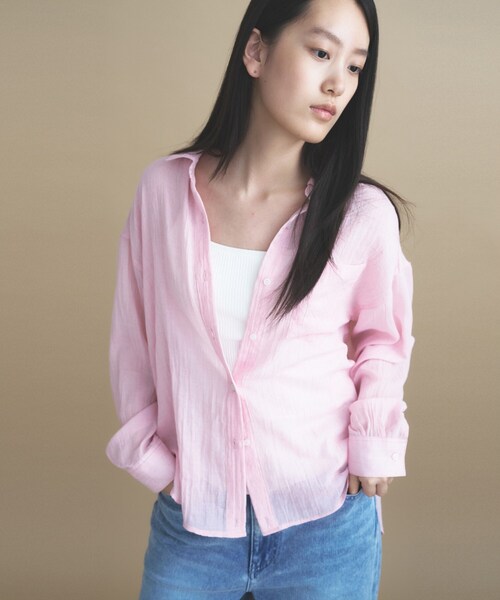 cloenc（クロエンス）の「AIRYDRY コットンカシュクールシャツ【通気性◎／2WAY】（シャツ/ブラウス・レディース・ライトグリーン/ピンク/ブラウン系その他/ナチュラル/チャコールグレー・01/02）」の5枚目の写真