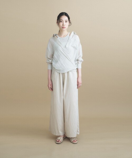 cloenc（クロエンス）の「AIRYDRY コットンカシュクールシャツ【通気性◎／2WAY】（シャツ/ブラウス・レディース・ライトグリーン/ピンク/ブラウン系その他/ナチュラル/チャコールグレー・01/02）」の9枚目の写真