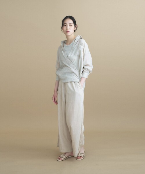 cloenc（クロエンス）の「AIRYDRY コットンカシュクールシャツ【通気性◎／2WAY】（シャツ/ブラウス・レディース・ライトグリーン/ピンク/ブラウン系その他/ナチュラル/チャコールグレー・01/02）」の10枚目の写真