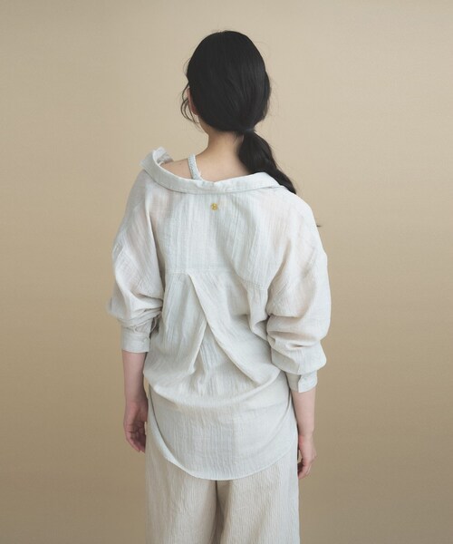 cloenc（クロエンス）の「AIRYDRY コットンカシュクールシャツ【通気性◎／2WAY】（シャツ/ブラウス・レディース・ライトグリーン/ピンク/ブラウン系その他/ナチュラル/チャコールグレー・01/02）」の14枚目の写真