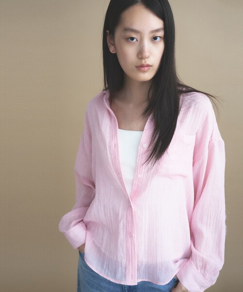 cloenc（クロエンス）の「AIRYDRY コットンカシュクールシャツ【通気性◎／2WAY】（シャツ/ブラウス・レディース・ライトグリーン/ピンク/ブラウン系その他/ナチュラル/チャコールグレー・01/02）」の21枚目の写真