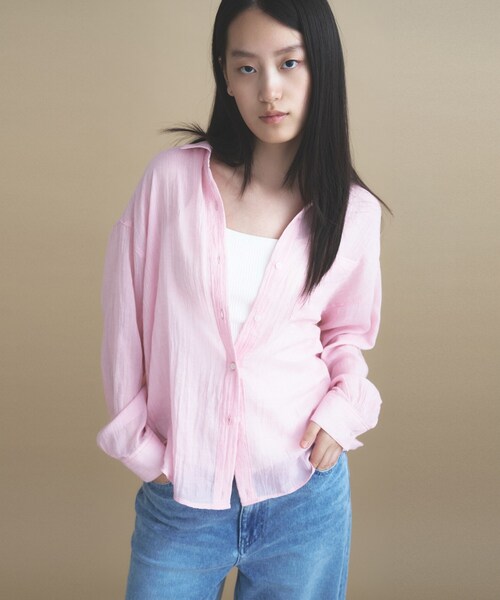 cloenc（クロエンス）の「AIRYDRY コットンカシュクールシャツ【通気性◎／2WAY】（シャツ/ブラウス・レディース・ライトグリーン/ピンク/ブラウン系その他/ナチュラル/チャコールグレー・01/02）」の22枚目の写真