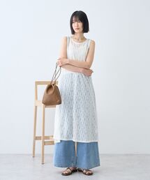 レースジャガードノースリーブワンピース