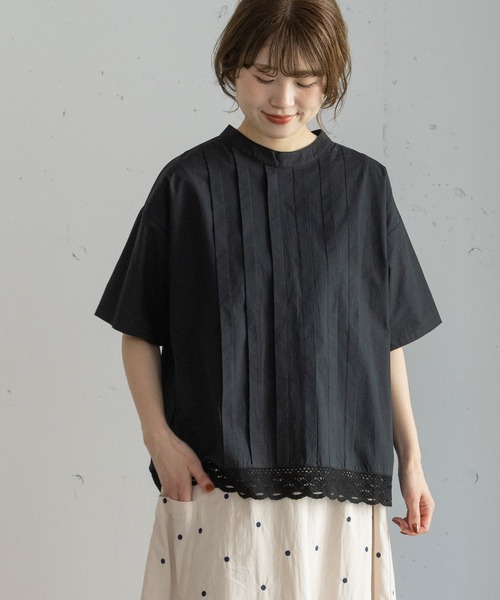 POU DOU DOU(プードゥドゥ)の「トーションレースワイドタックトップス(Tシャツ/カットソー・レディース・オフホワイト/ブルー/ブラック・3)」の17枚目の写真