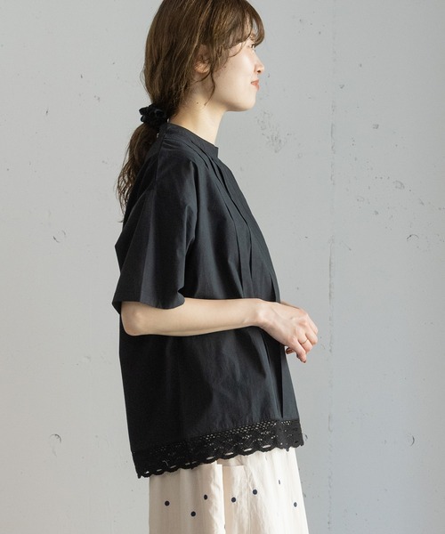 POU DOU DOU(プードゥドゥ)の「トーションレースワイドタックトップス(Tシャツ/カットソー・レディース・オフホワイト/ブルー/ブラック・3)」の19枚目の写真