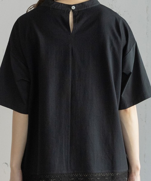 POU DOU DOU(プードゥドゥ)の「トーションレースワイドタックトップス(Tシャツ/カットソー・レディース・オフホワイト/ブルー/ブラック・3)」の16枚目の写真