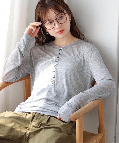 tiptop(ティップトップ)の「【ZOZO限定】シアーヘンリーネックロンT(Tシャツ/カットソー・レディース・オフホワイト/グレー/ブラック・FREE)」の15枚目の写真