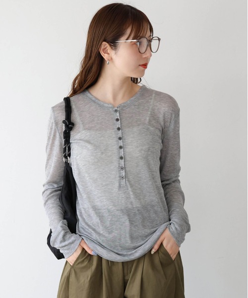 tiptop(ティップトップ)の「【ZOZO限定】シアーヘンリーネックロンT(Tシャツ/カットソー・レディース・オフホワイト/グレー/ブラック・FREE)」の16枚目の写真