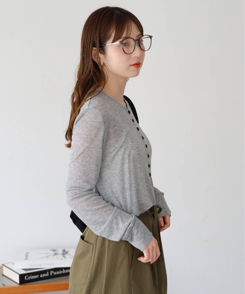 tiptop(ティップトップ)の「【ZOZO限定】シアーヘンリーネックロンT(Tシャツ/カットソー・レディース・オフホワイト/グレー/ブラック・FREE)」の22枚目の写真
