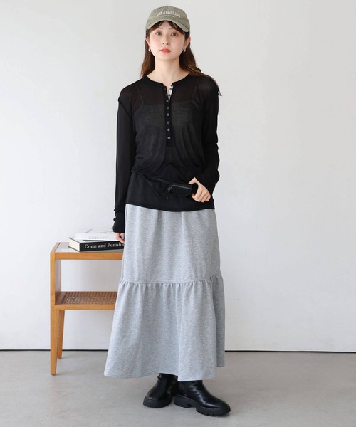 tiptop(ティップトップ)の「【ZOZO限定】シアーヘンリーネックロンT(Tシャツ/カットソー・レディース・オフホワイト/グレー/ブラック・FREE)」の7枚目の写真