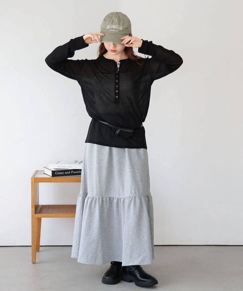 tiptop(ティップトップ)の「【ZOZO限定】シアーヘンリーネックロンT(Tシャツ/カットソー・レディース・オフホワイト/グレー/ブラック・FREE)」の8枚目の写真