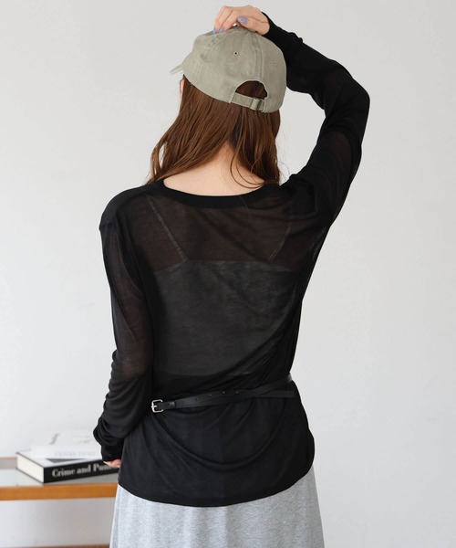 tiptop(ティップトップ)の「【ZOZO限定】シアーヘンリーネックロンT(Tシャツ/カットソー・レディース・オフホワイト/グレー/ブラック・FREE)」の10枚目の写真