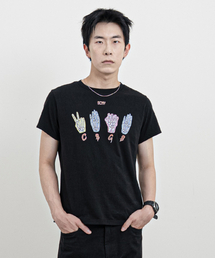 EULER（ユーラ）の「シュリンククロップCBGBTシャツ(ブラック)（Tシャツ/カットソー）」