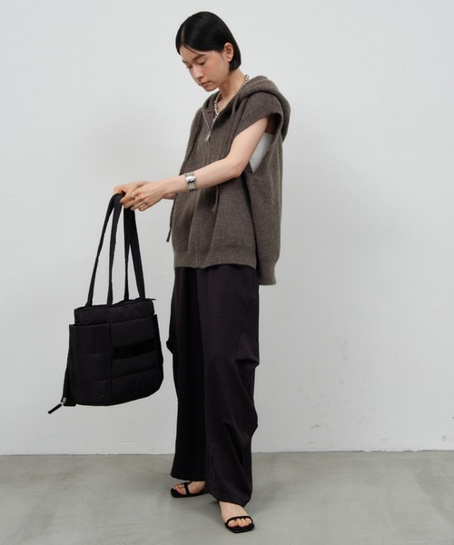 Shelly island(シェリーアイランド)の「パファーマルチポケットトートバッグ/ドリンクホルダー付き/マザーズBAG(トートバッグ・レディース・ブラック/ブラウン・FREE)」の8枚目の写真