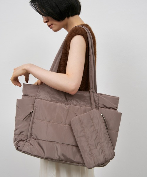 Shelly island(シェリーアイランド)の「パファーマルチポケットトートバッグ/ドリンクホルダー付き/マザーズBAG(トートバッグ・レディース・ブラック/ブラウン・FREE)」の9枚目の写真