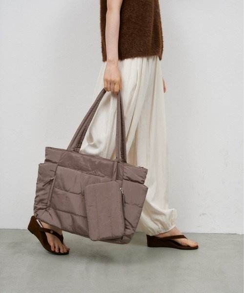 Shelly island(シェリーアイランド)の「パファーマルチポケットトートバッグ/ドリンクホルダー付き/マザーズBAG(トートバッグ・レディース・ブラック/ブラウン・FREE)」の10枚目の写真