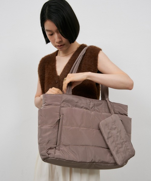 Shelly island(シェリーアイランド)の「パファーマルチポケットトートバッグ/ドリンクホルダー付き/マザーズBAG(トートバッグ・レディース・ブラック/ブラウン・FREE)」の13枚目の写真