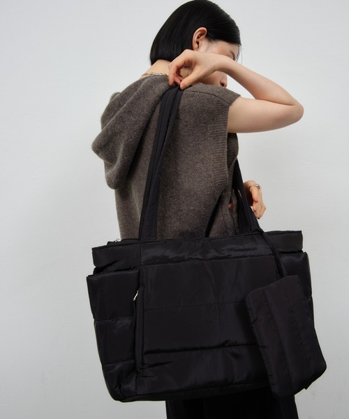 Shelly island(シェリーアイランド)の「パファーマルチポケットトートバッグ/ドリンクホルダー付き/マザーズBAG(トートバッグ・レディース・ブラック/ブラウン・FREE)」の16枚目の写真