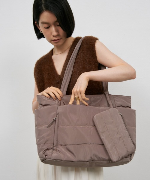 Shelly island(シェリーアイランド)の「パファーマルチポケットトートバッグ/ドリンクホルダー付き/マザーズBAG(トートバッグ・レディース・ブラック/ブラウン・FREE)」の17枚目の写真