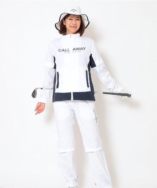 Callaway（キャロウェイ）の「キャロウェイ Callaway セットアップレインウェア（セットアップ・レディース・ネイビー/ホワイト・S/M/L/XL）」の2枚目の写真