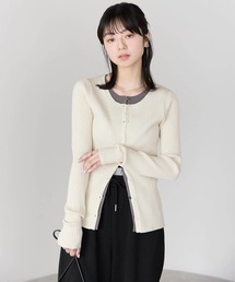 【ZOZO限定カラーあり】レイヤード風リブカーデ