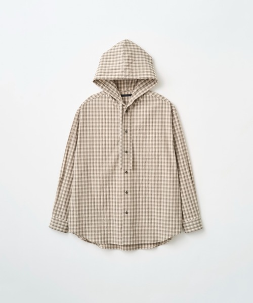Juha(ユハ)の「WASHED MINI CHECK HOODED SHIRT(シャツ/ブラウス・メンズ・ベージュ/ブラック・3/4)」の9枚目の写真