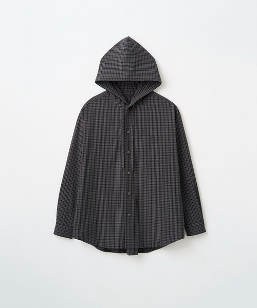 Juha(ユハ)の「WASHED MINI CHECK HOODED SHIRT(シャツ/ブラウス・メンズ・ベージュ/ブラック・3/4)」の10枚目の写真