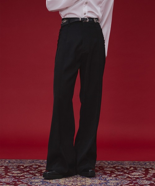 Ellno Loset(エルノロゼット)の「【SEME】side lace slim flare pants(スラックス・メンズ・ブラック・LARGE/MEDIUM/SMALL)」の1枚目の写真