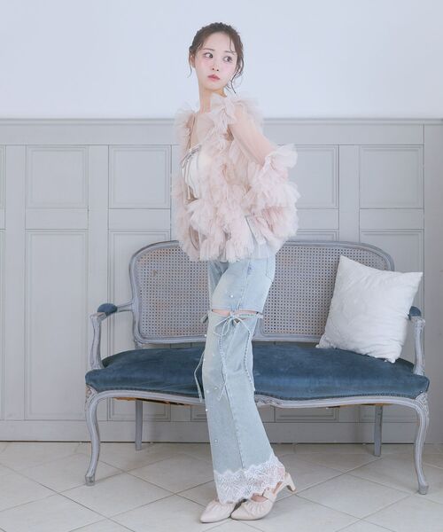 MAJESTIC LEGON(マジェスティックレゴン)の「サイドスリットロマンティックフレアデニム(デニムパンツ・レディース・サックスブルー・MEDIUM/SMALL)」の16枚目の写真