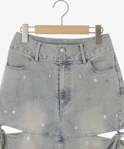 MAJESTIC LEGON(マジェスティックレゴン)の「サイドスリットロマンティックフレアデニム(デニムパンツ・レディース・サックスブルー・MEDIUM/SMALL)」の12枚目の写真