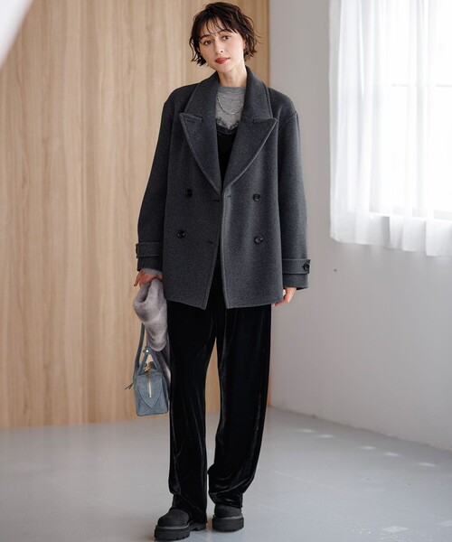 23区 L(ニジュウサンクオオキイサイズ)の「ベロアキャミ ツインセット トップス(Tシャツ/カットソー・レディース・ライトグレー系/ブラック系・44/46/48)」の5枚目の写真
