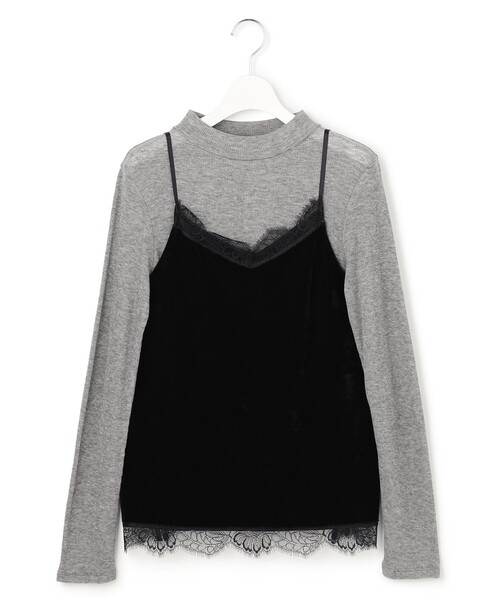 23区 L(ニジュウサンクオオキイサイズ)の「ベロアキャミ ツインセット トップス(Tシャツ/カットソー・レディース・ライトグレー系/ブラック系・44/46/48)」の8枚目の写真